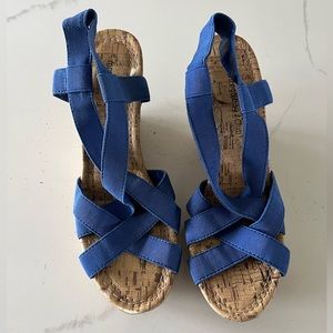 Blue strappy Wedges
